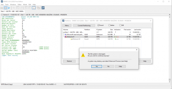 DMDE_Physical disk view_MS partition 0_restore NTFS warning.PNG