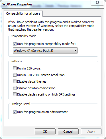 WDR Demo compatibility mode - Windows XP SP3.PNG