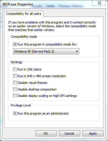 WDR Demo compatibility mode - Windows XP SP2.PNG