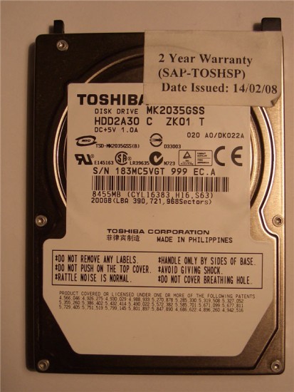 Toshiba MK2035GSS_hdd label.JPG (88.5 KiB) Viewed 15895 times Toshiba MK2035GSS_hdd label.JPG